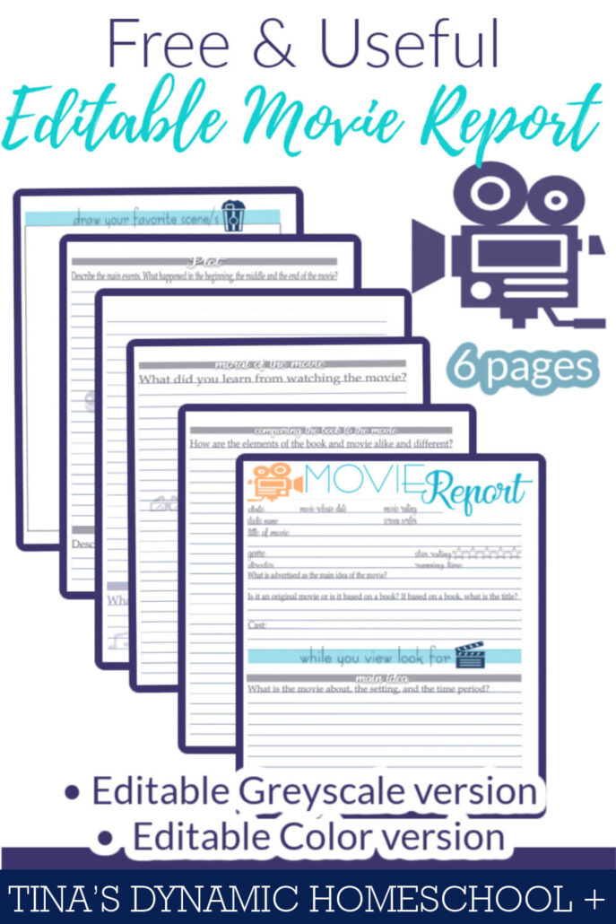 Free and Useful Editable Movie Report For Homeschool