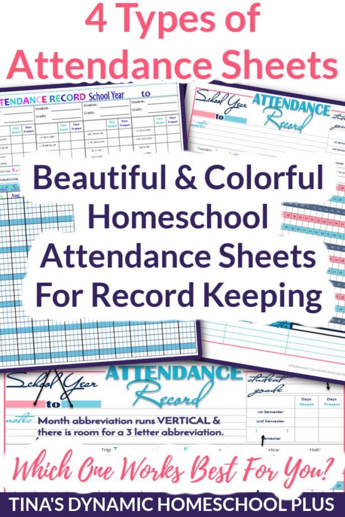 4 Beautiful & Colorful Homeschool Attendance Sheets For Record Keeping