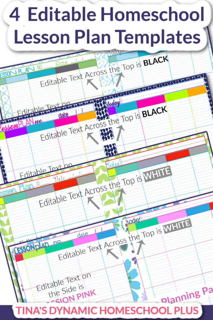 4 Colorful and Editable Homeschool Lesson Plan Templates