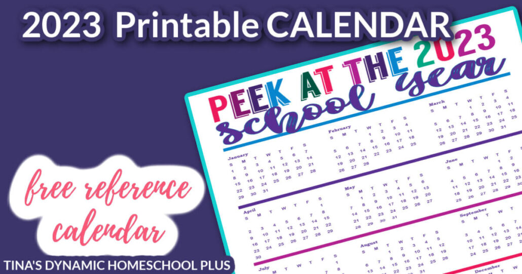 Free Colorful and Beautiful 2023 Printable School Calendar on One Page
