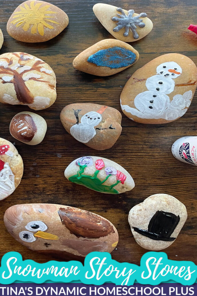 Cute and Simple Snowman Story Stones Winter Art Activities For Preschoolers