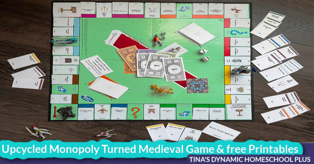 How To Upcycle A Monopoly Game History to A Medieval Theme & Free Printables