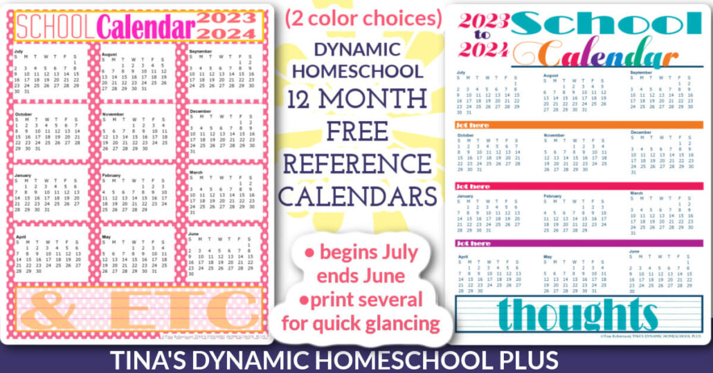 Colorful and Beautiful 2023-2024 One Page Printable Calendar