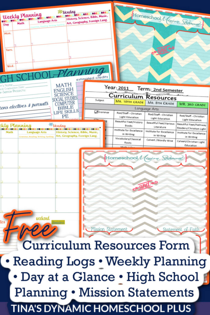 Free Colorful Homeschool Planner Plus With Attendance & Reading Logs & Day Glance Pages