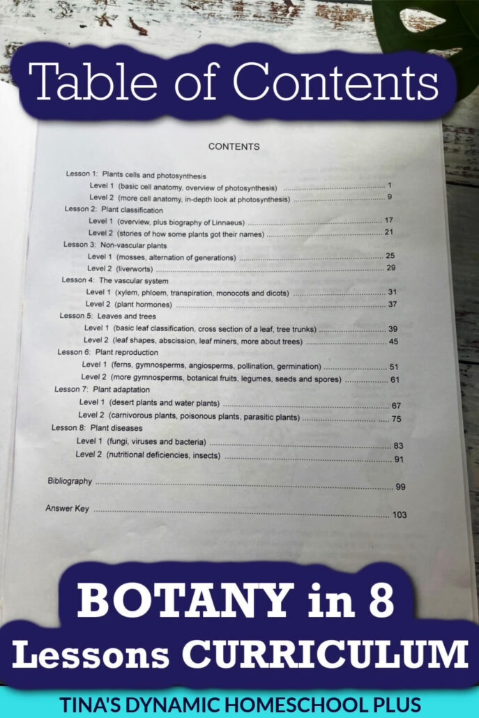 Botany Homeschool Curriculum Review of Botany in 8 Lessons Grades 4-8