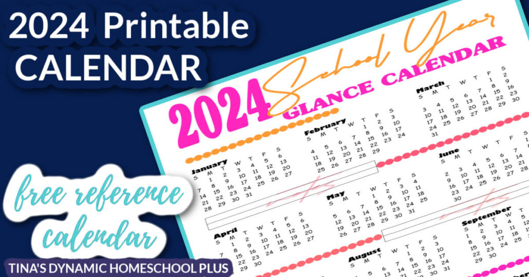 Free Colorful and Beautiful 2024 Printable School Calendar on One Page
