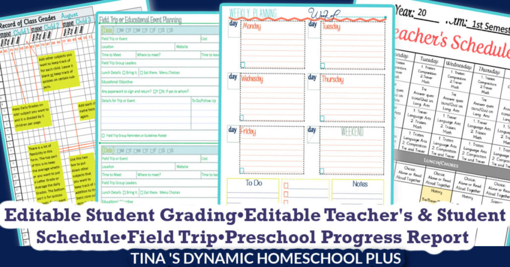 Free Homeschool Grading and Schedule Forms For Your Homeschool Planner