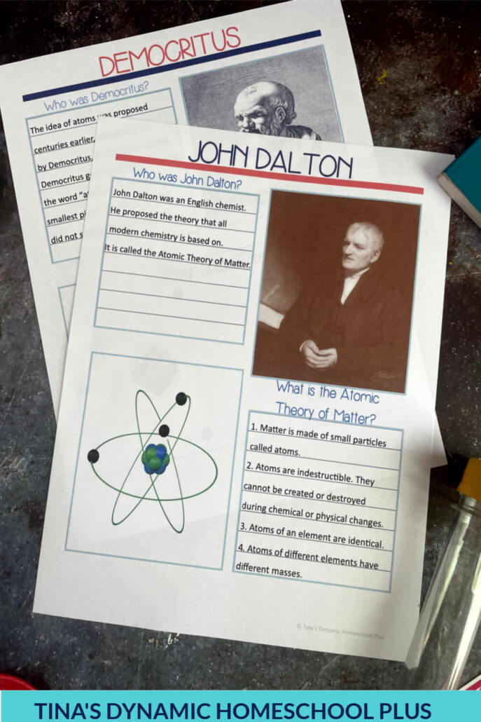 2 Fun Chemistry for Kids Experiments & John Dalton Notebooking Pages