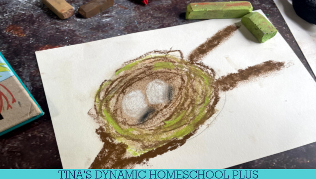 How to Make a Chalk Pastel Bird Nest Easy Drawing