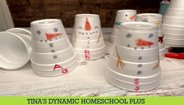 Fun Paper Cup Snowman Game Matching Upper and Lowercase Alphabet Letters