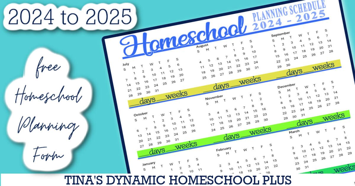 School Year 20242025 Homeschool Planning Schedule Seafoam Color