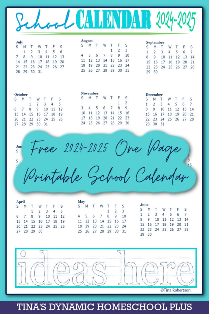 Free Beautiful 2024-2025 Printable School Calendars on One Page
