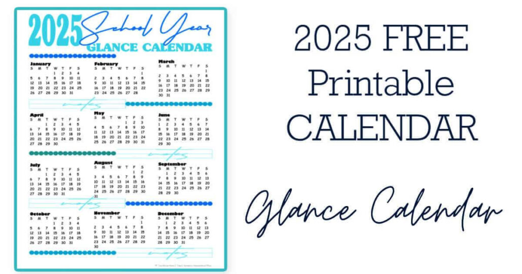 Free Colorful and Beautiful 2025 Printable School Calendar on One Page