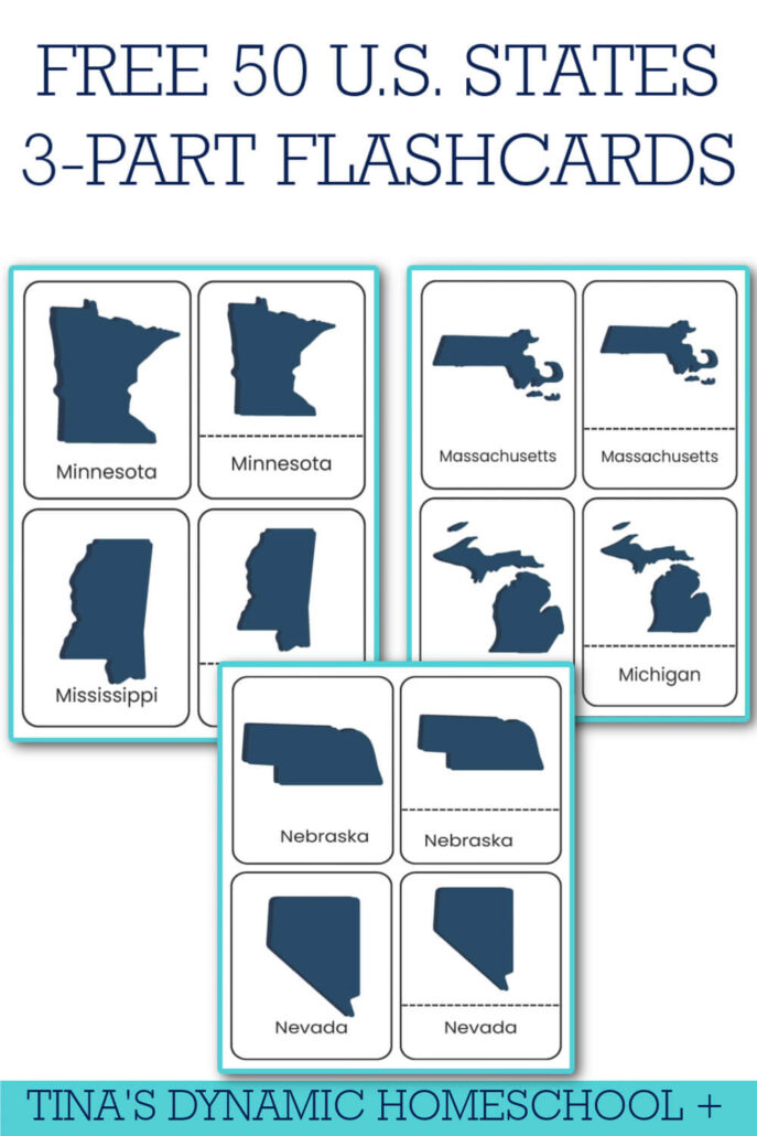 Learn US Geography the Fun Way: Free States 3-Part Flashcards