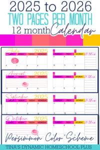 2025-2026 Two Pages Per Month Calendar – Persimmon Color