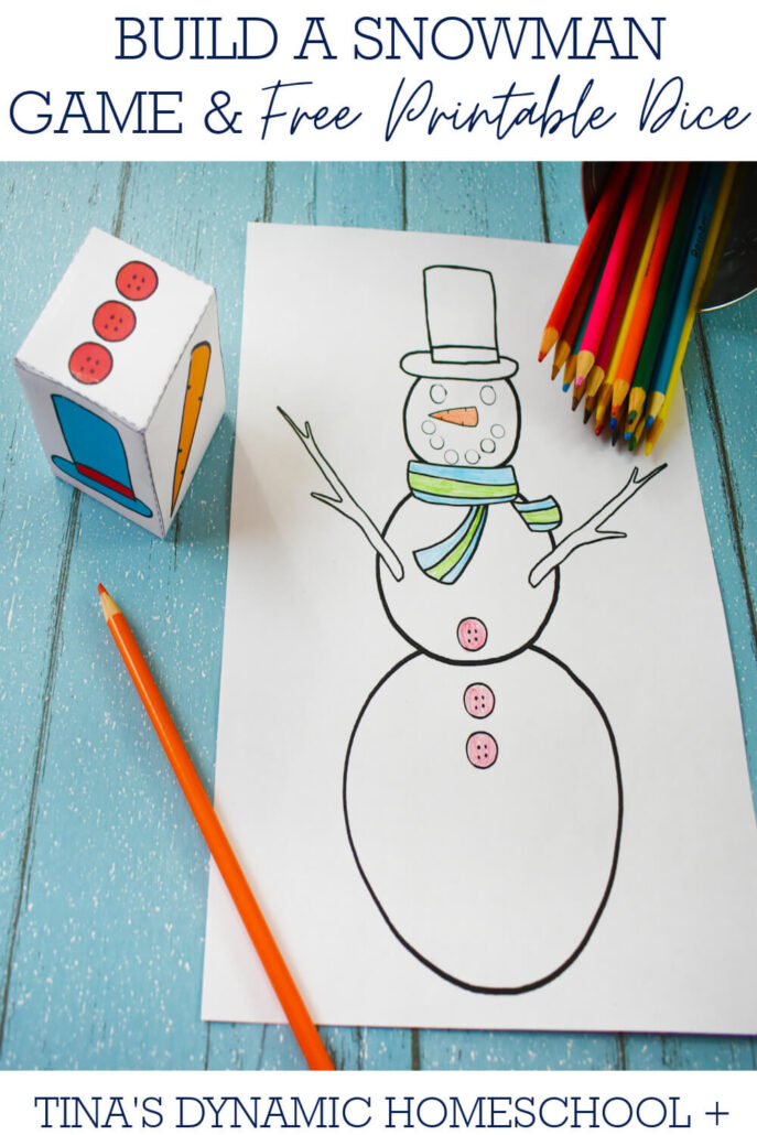 How to Make an Easy Build a Snowman Kid's Game (free printable cube)