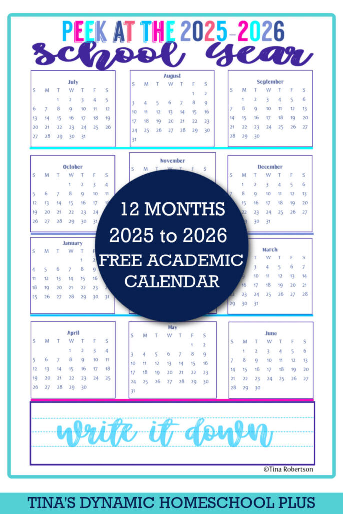 Free Beautiful 2025-2026 Homeschool Yearly Calendars On One Page