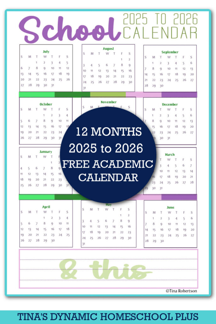 Free Beautiful 2025-2026 Homeschool Yearly Calendars On One Page