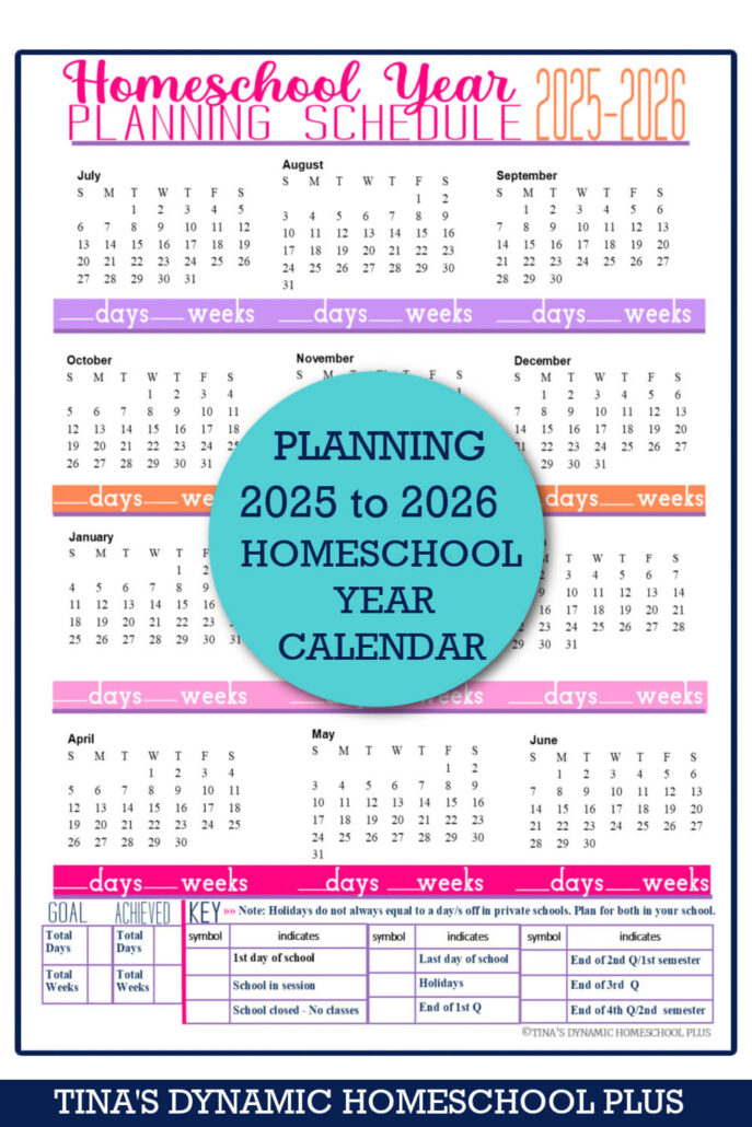 School Year 2025-2026 Homeschool Calendar Schedule Beautiful Form