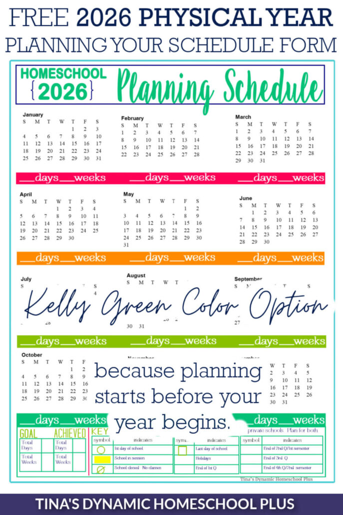 School Year 2026 Printable Calendar Free Form