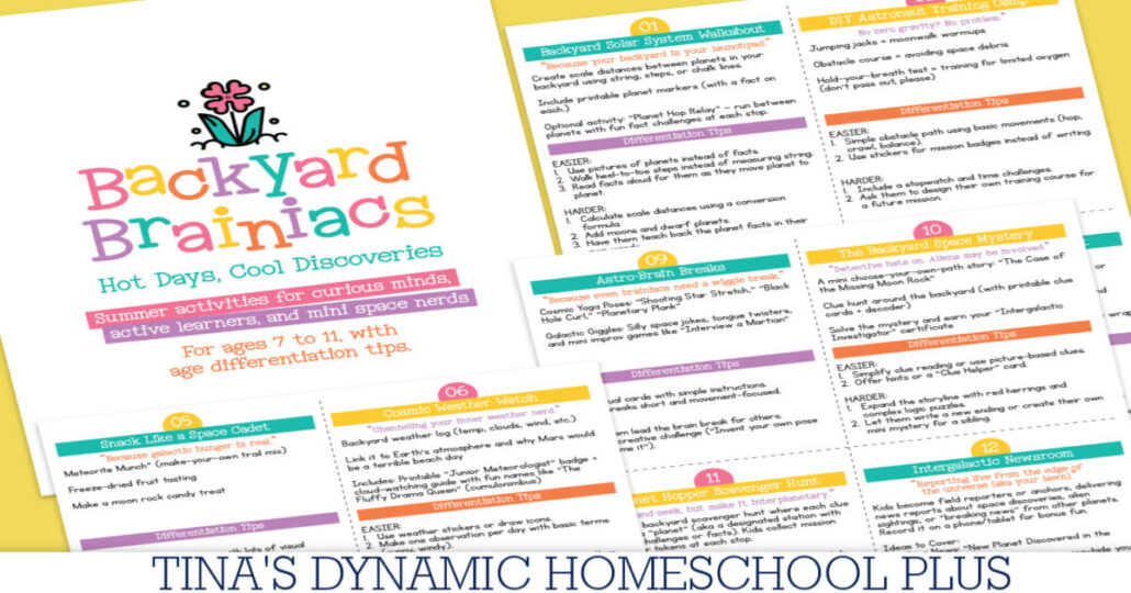 Summer Learning Ideas For The Littles & Free Backyard Brainiacs Printable